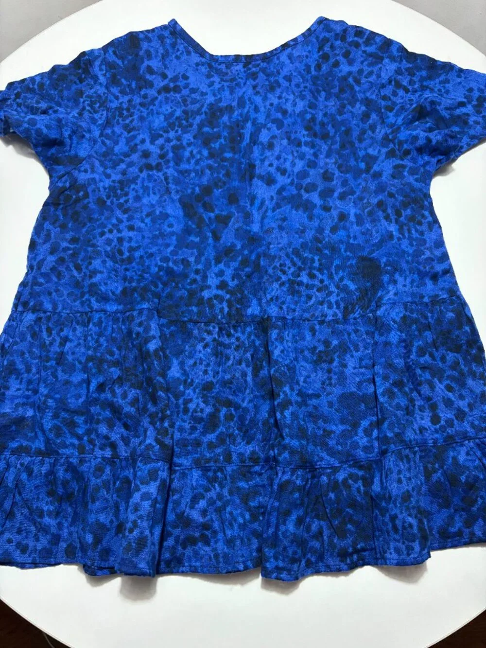 Terra & Sky Blue & Black Babydoll Peplum Cotton Smock Top - Picture 5 of 5